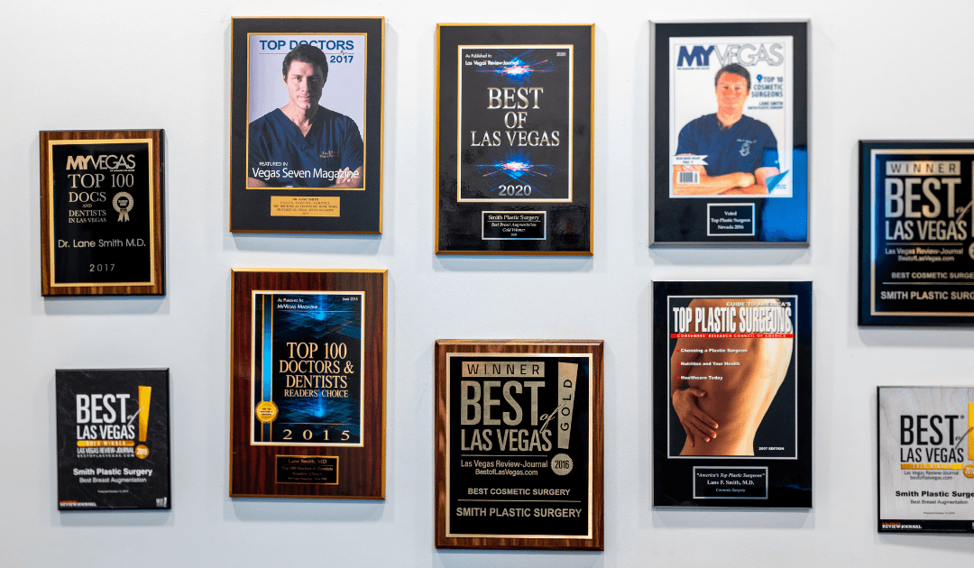 Awards and recognitions at Smith Plastic Surgery highlighting best plastic surgeon in Las Vegas achievements