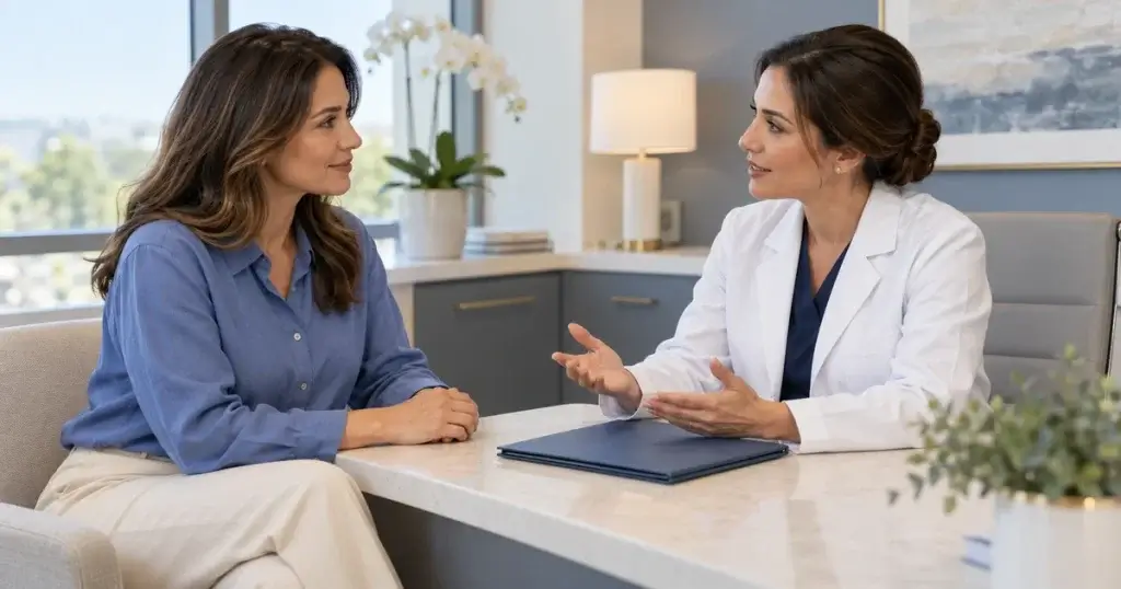 Dr. Lane Smith and his team reviewing tummy tuck vs liposuction options during a plastic surgery consultation in Las Vegas